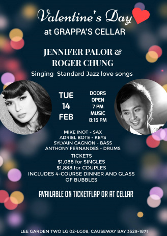 Grappa's Cellar - Valentines Day w Jennifer Palor and Roger Chung